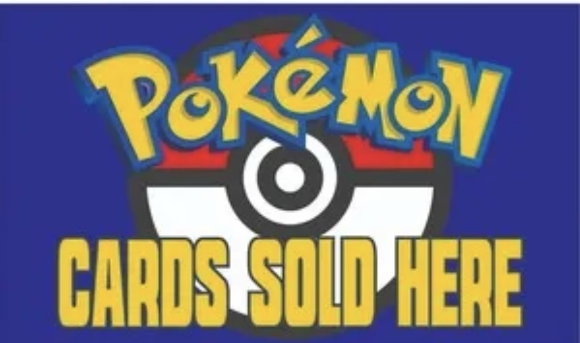 Pok&eacute;mon Cards Sold Here sign displayed at the Fair Oaks snack bar.